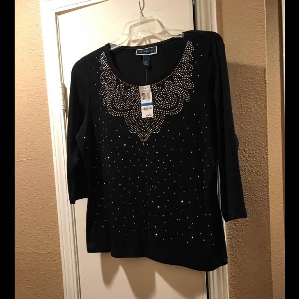 NWT Karen scot studded knit top sz XL